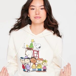 Peanuts Group Christmas Cream Pullover Hoodie | size XL